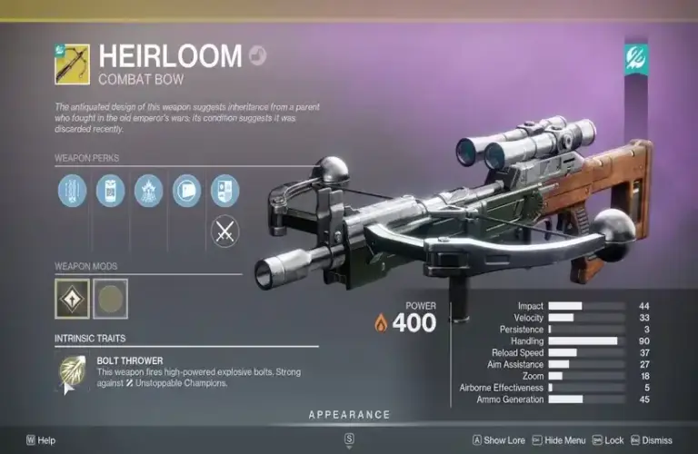 Destiny 2 Heirloom Review