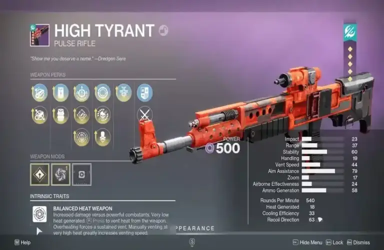 High Tyrant God Roll Guide in Destiny 2