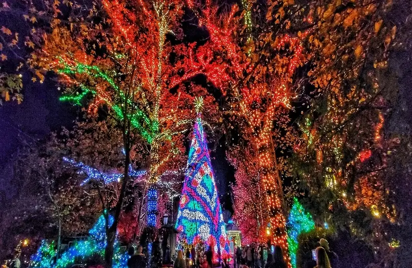 Silver Dollar City, Branson, MO, USA, Joy on Town Square, holiday light display