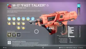 M-17 Fast Talker Destiny 2 God Roll