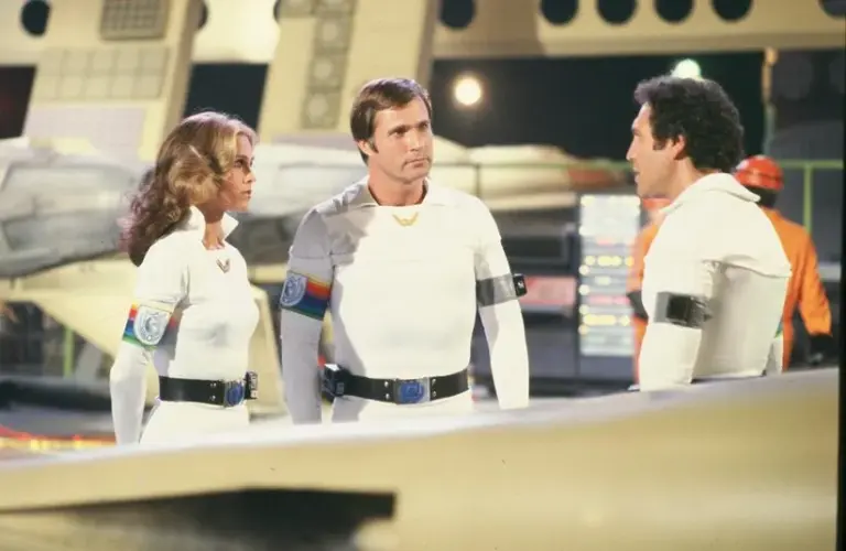 Gil Gerard, Erin Gray, and David Groh in Buck Rogers in the 25th Century (1979). Gerard has sadly passed away