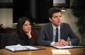 Adam Scott and Aubrey Plaza in Parks and Recreation (2009). Adam Scott had an interesting thing he did when he messed something up on Parks and Rec