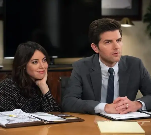 Adam Scott and Aubrey Plaza in Parks and Recreation (2009). Adam Scott had an interesting thing he did when he messed something up on Parks and Rec