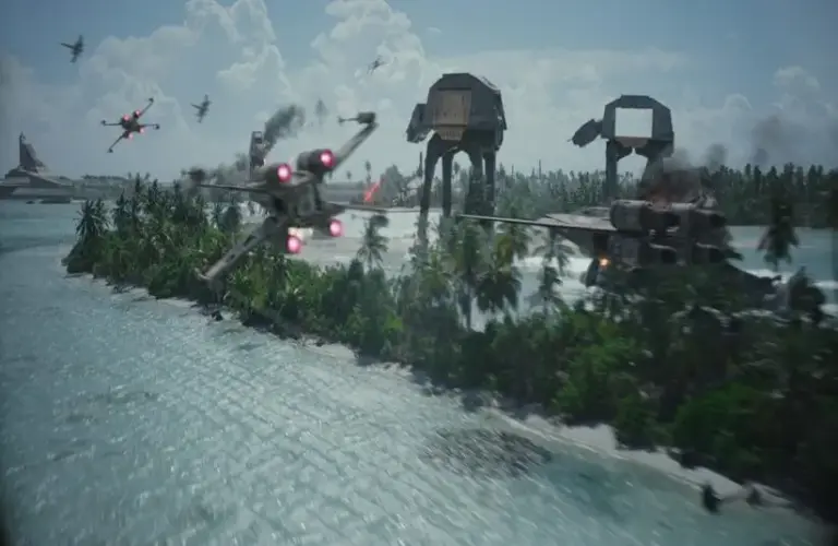 Screenshot of a scene from the movie Rogue One: A Star Wars Story.