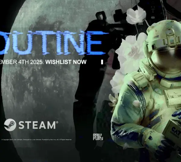 ROUTINE, 80s futuristic survival sci-fi horror, lo-fi analog style immersive gaming, atmospheric and stress inducing, wishlist with release date