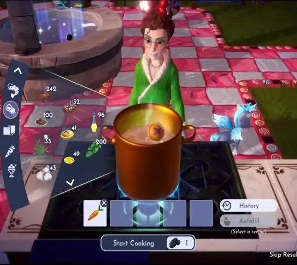 Cooking Button Stew, Disney Dreamlight Valley, Wishblossom Ranch, game glitch