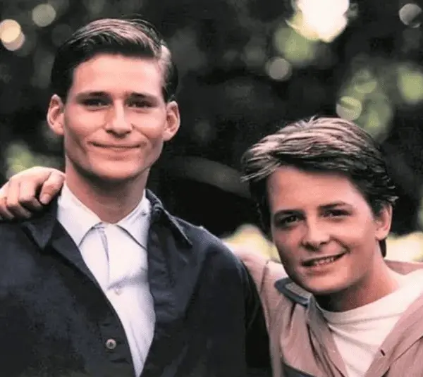 "Back to the Future's" Crispin Glover and Michael J. Fox in 1985.