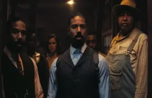 Michael B. Jordan, Omar Benson Miller, Miles Caton, Wunmi Mosaku, and Hailee Steinfeld in Sinners (2025)