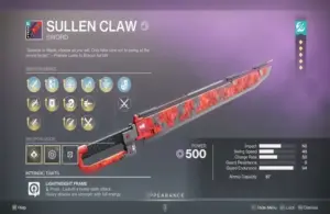 Sullen Claw God Roll Guide in Destiny 2