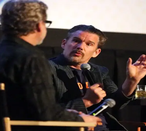 Actor and director Ethan Hawke, center, talks with guest interviewer Charles Horak following the screening of the movie Blaze Tuesday night at Alamo Drafthouse Cinema. Hawke directed the movie, starring his longtime friend Ben Dickey. 5 Movie Blaze Actor and director Ethan Hawke, center, talks with guest interviewer Charles Horak following the screening of the movie Blaze Tuesday night at Alamo Drafthouse Cinema. Hawke directed the movie, starring his longtime friend Ben Dickey.