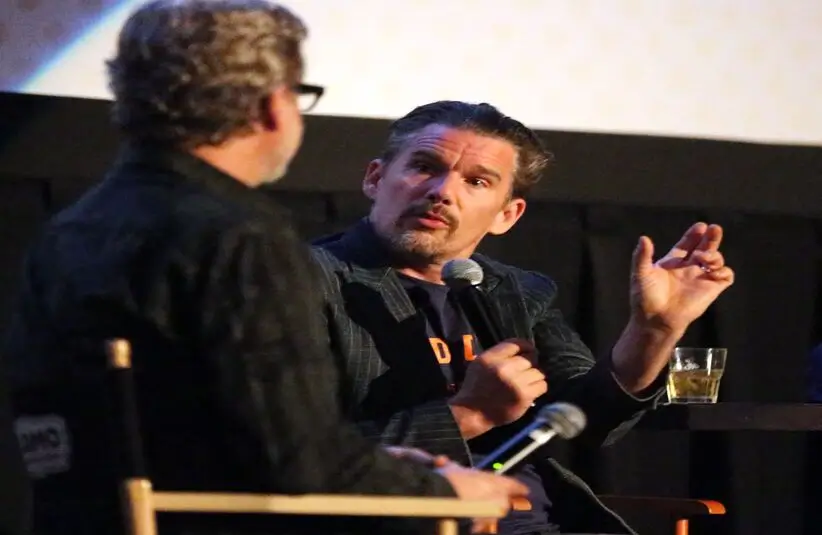 Actor and director Ethan Hawke, center, talks with guest interviewer Charles Horak following the screening of the movie Blaze Tuesday night at Alamo Drafthouse Cinema. Hawke directed the movie, starring his longtime friend Ben Dickey. 5 Movie Blaze Actor and director Ethan Hawke, center, talks with guest interviewer Charles Horak following the screening of the movie Blaze Tuesday night at Alamo Drafthouse Cinema. Hawke directed the movie, starring his longtime friend Ben Dickey.