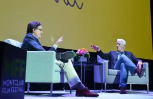 Stephen Colbert interviews Richard Gere on May 2, 2015, at the Wellmont Theater. \"In Conversation with Richard Gere\" was part of The 2015 Montclair Film Festival Conversation Series. Colbertgereee