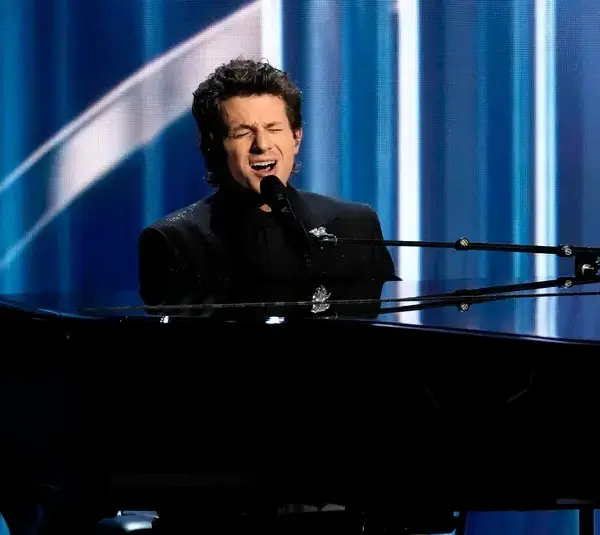 Jan 15, 2024; Los Angeles, CA, USA; Charlie Puth performs during the In Memoriam segment during the 75th Emmy Awards at the Peacock Theater in Los Angeles on Monday, Jan. 15, 2024. Mandatory Credit: Robert Hanashiro-USA TODAY, Super Bow LX