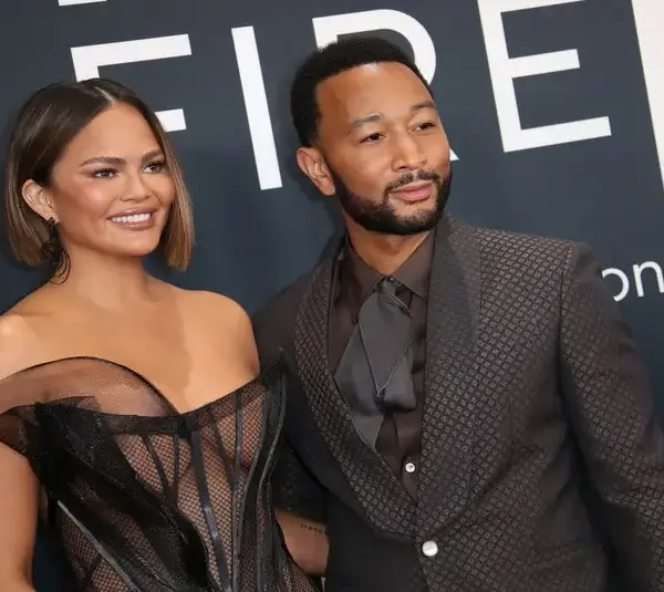 Feb 2, 2025; Los Angeles, CA, USA; Chrissy Teigen and John Legend at the 67th Annual Grammy Awards at Crypto.com Arena in Los Angeles on Sunday, Feb. 2, 2025. Mandatory Credit: Dan MacMedan-USA TODAY