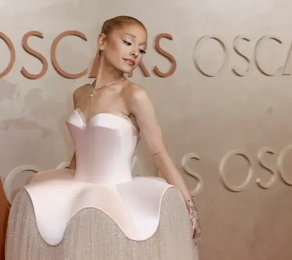 Mar 2, 2025; Los Angeles, CA, USA; Ariana Grande on the red carpet at the 97th Oscars at the Dolby Theatre at Ovation Hollywood in Los Angeles on Sunday, March 2, 2025. Mandatory Credit: Kevork Djansezian-USA TODAY
