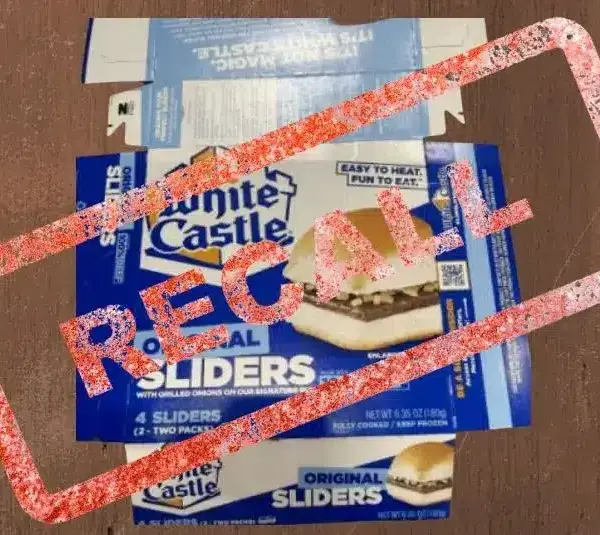 White Castle Frozen 4-Count Carton of Original Sliders Recall