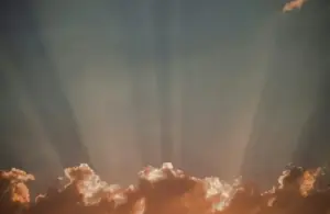 blue sky, white clouds, and sun rays, daily devotion