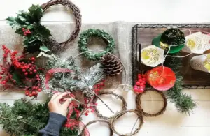 Decorations to create a DIY Winter wreath