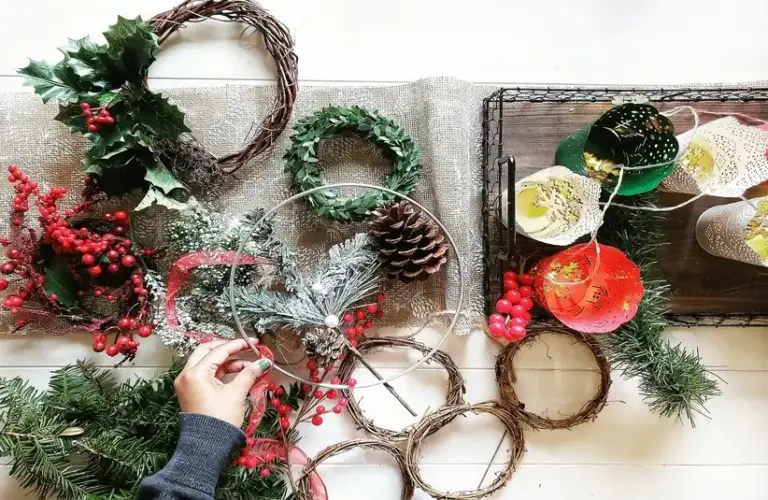 Decorations to create a DIY Winter wreath