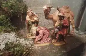 Photo of the three wise men statues as part of a Nativity scene, Caspar, Gaspar, Melchior, Balthazar, Epiphany