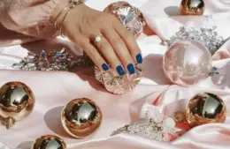 Festive nail art like moody blue