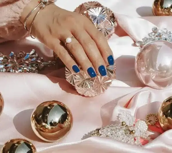 Festive nail art like moody blue