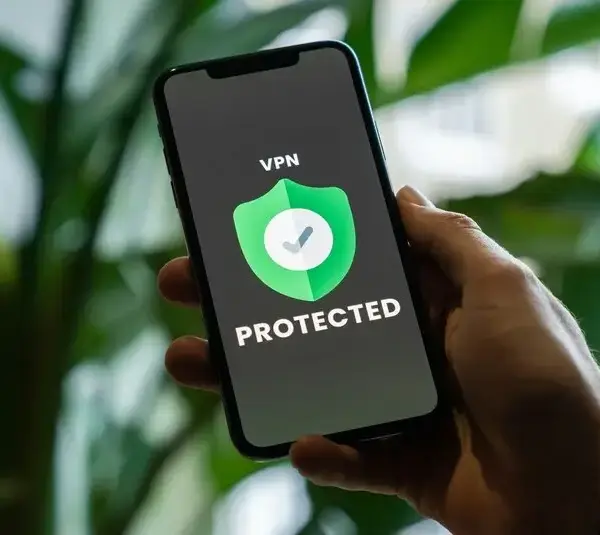 iPhone with VPN service enabled in hand