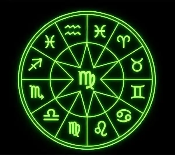 Virgo Neon Green Zodiac Wheel