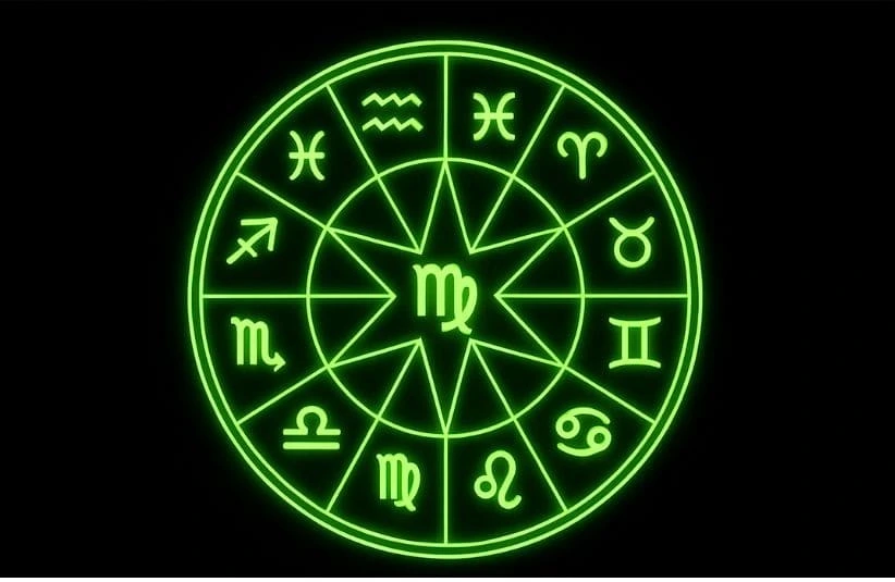 Virgo Neon Green Zodiac Wheel