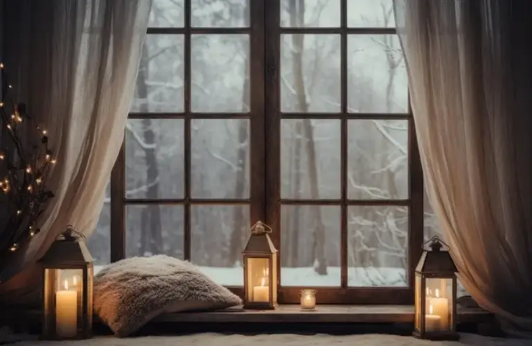 Winter window with candles, solo holidays, spending the holidays alone