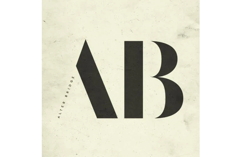 Plain album cover of Alter Bridge's new self-titled album embossed with large letters "A" and "B."