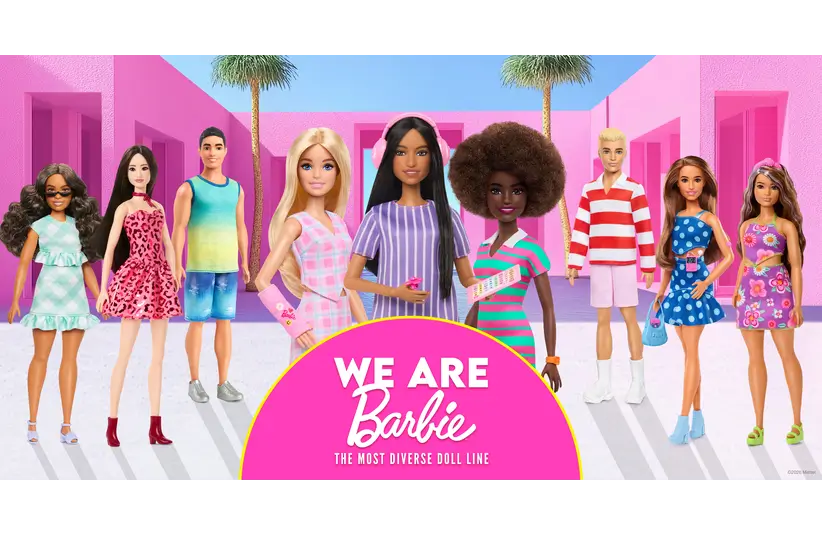 We Are Barbie key art showing the diversity of Barbie including the Autistic Barbie in the front