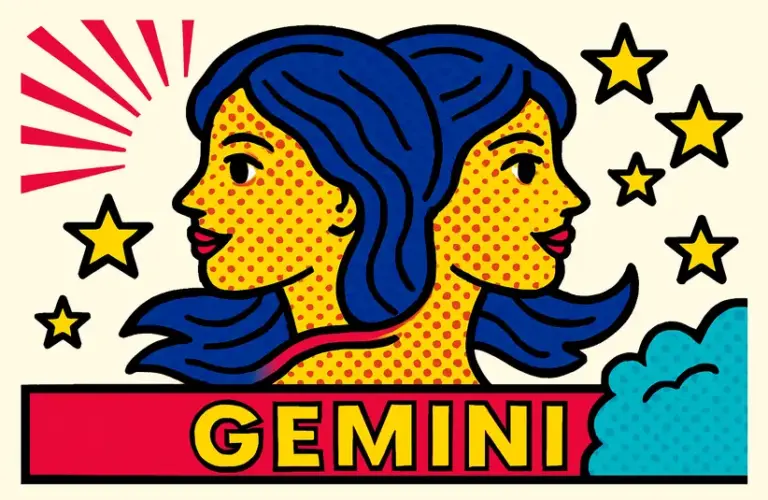 Inspired by the sign of Gemini, a pop art style image of twins.