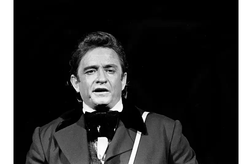 Johhny Cash on stage during an old taping of "The Johnny Cash Show."