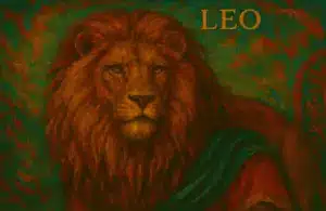The sign of Leo conveyed in the image of a lion.