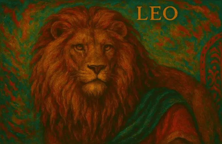 The sign of Leo conveyed in the image of a lion.