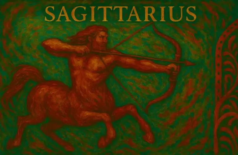 A Centaur with bow and arrow created to represent The Archer, Sagittarius.