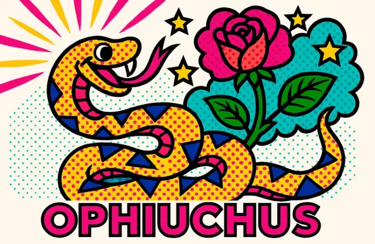 Pop art image inspired by Ophiuchus, the 13th sign of the zodiac.