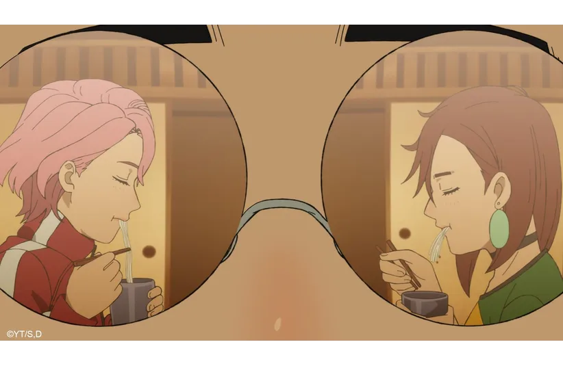 seeing the reflection from Okarun's glasses