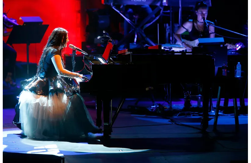Amy Lee fronts Evanescence during their show at the PNC Bank Arts Center in Holmdel Friday night, August 10, 2018.
