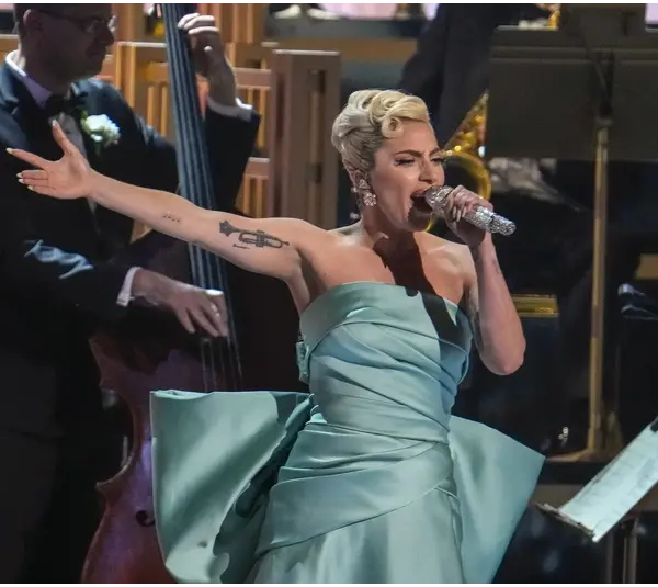 Apr 3, 2022; Las Vegas, NV, USA; Lady Gaga performs during the 64th Annual Grammy Awards at the MGM Grand Garden Arena in Las Vegas.