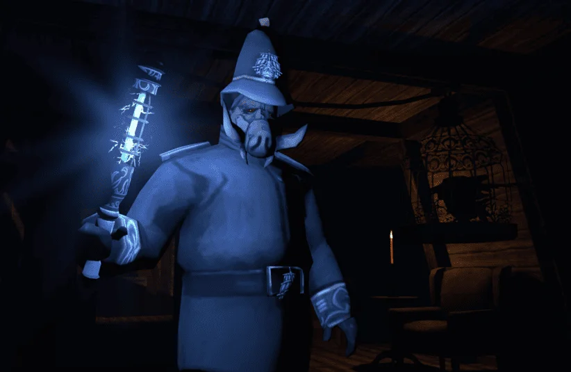 Gloomwood update, Hightown, comes with a brand new enemy called Constables, pig-like beings that patrol the streets