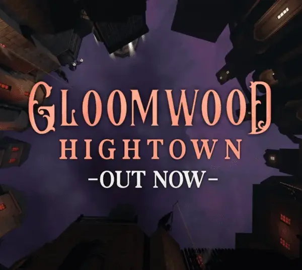 Gloomwood title card for release of Hightown district update
