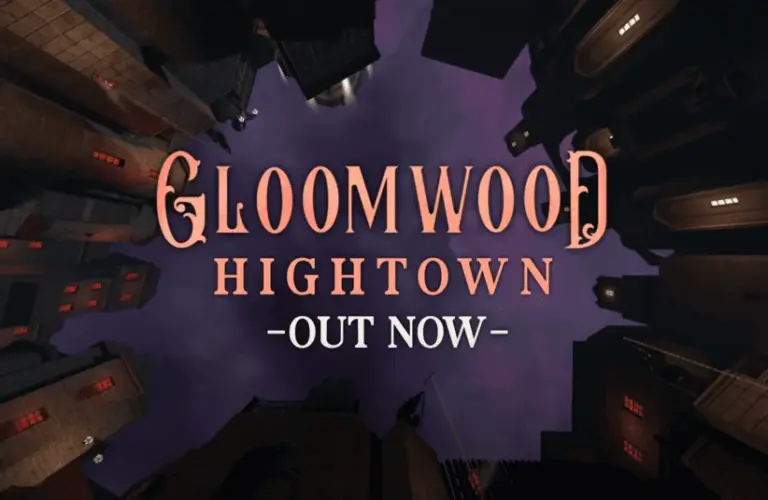 Gloomwood title card for release of Hightown district update