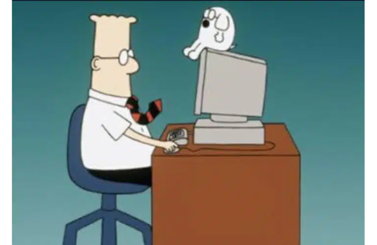 Dilbert and Dogbert, created by Scott Adams
