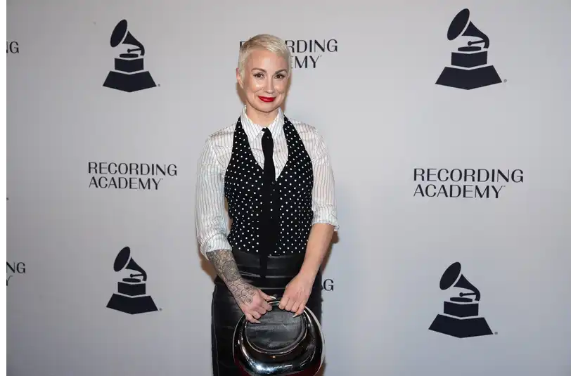 Laura Veltz stands for a photo on the red carpet during the Nashville Grammy Party at Loews Vanderbilt Hotel in Nashville on Tuesday, Jan. 20, 2026.