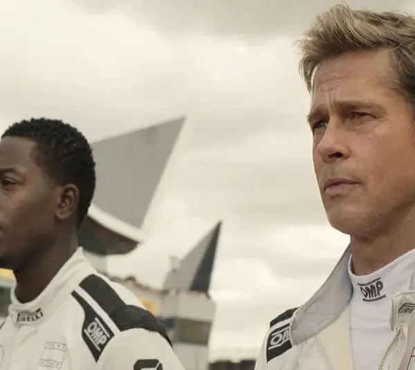 Brad Pitt and Damson Idris Screenshot from the movie "F1 The Movie" winner of the 2026 Critics Choice Awards Best sound