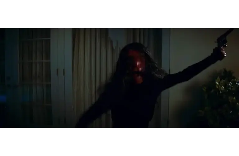 Mikey Madison, one of the stars of the forthcoming adaptation of "The Masque of the Red Death," shown here with a very red face in "Once Upon a Time in Hollywood," Courtesy of Sony Pictures