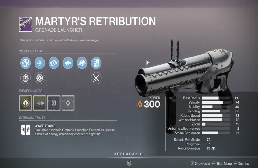 Martry's Retribution Roll from Xur This Week