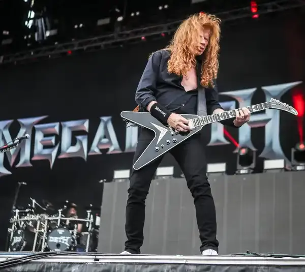 Dave Mustaine of Megadeth plays at Friday's Louder Than Life music festival in Louisville, Kentucky. Sept. 22, 2023. Megadeth's new album is in stores Friday.